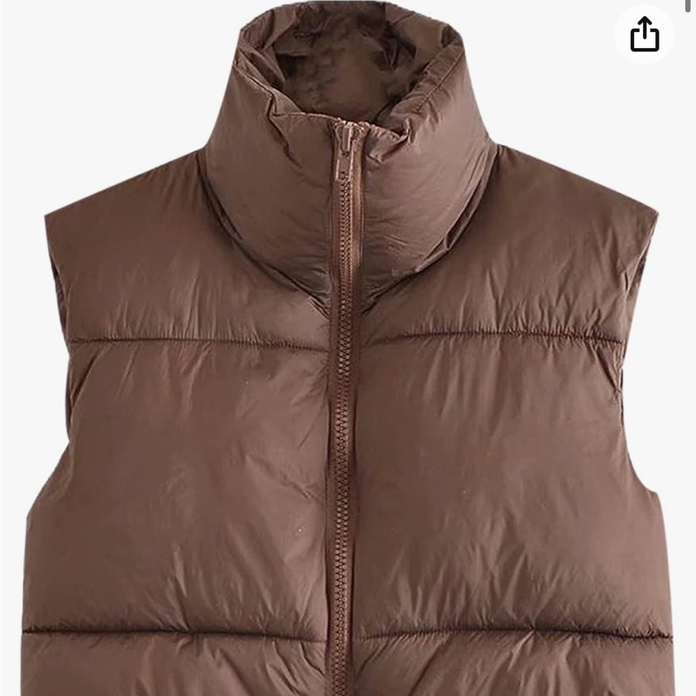 Amazon brown cropped puffer vest